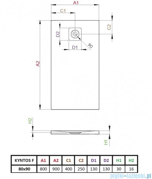 Radaway Kyntos F brodzik prostokątny 90x80cm kaszmirowy HKF9080-84