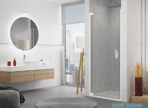 SanSwiss Cadura White Line drzwi wahadłowe 75cm jednoczęściowe lewe z profilem przyściennym biały mat CA1CG0750907