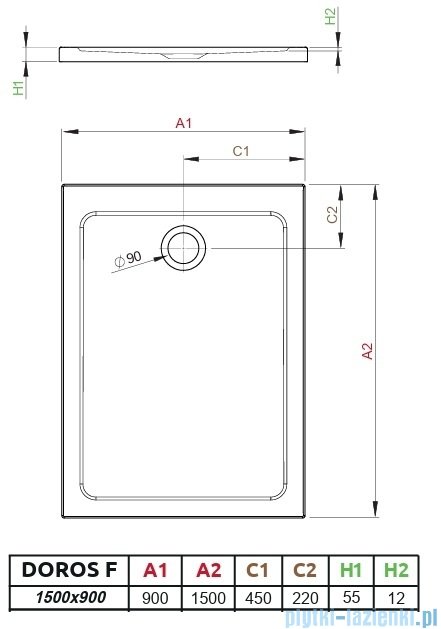Radaway Doros F Stone brodzik 150x90 kaszmirowy SDRF1590-01-84S