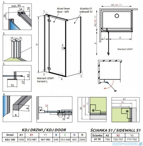 Radaway Fuenta Kdj kabina 100x75cm lewa chrom połysk szkło przejrzyste 1384040-01-01L/1384049-01-01