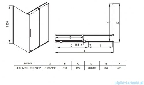 Deante Prizma Kabina prysznicowa prostokatna 100x90cm Titanium KPNDP10S09
