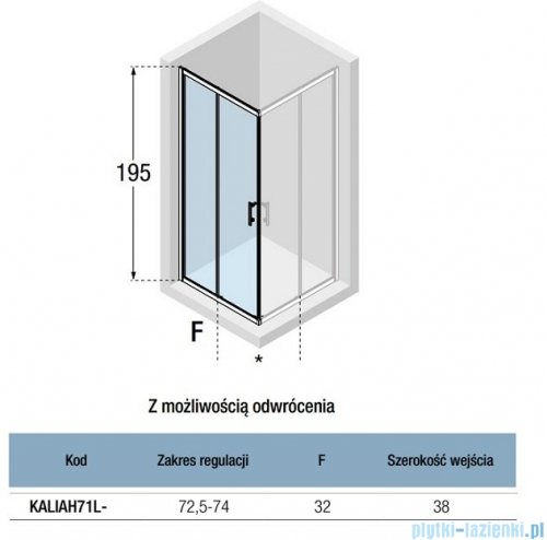 Novellini Kali AH kabina kwadratowa 75x75 profile chrom KALIAH71L-1B/KALIAH71L-1B