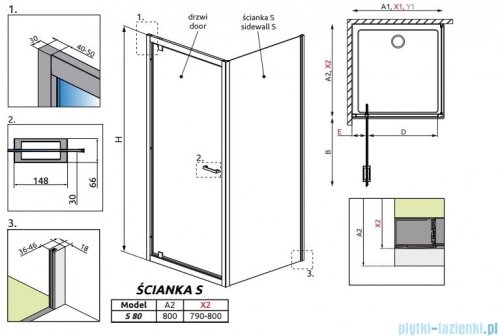 Radaway Twist S Ścianka prysznicowa 80x190 szkło brązowe 382011-08