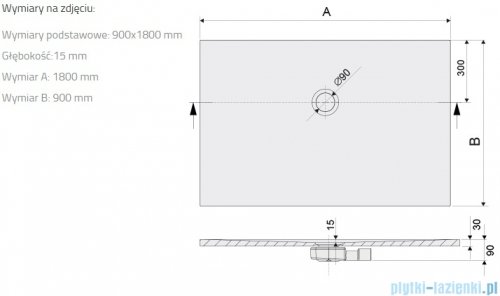 Sanplast Open Structure Mineral B-M/OPEN STR brodzik prostokątny 90x180x1,5 cm mat czerni 645-440-0610-59-020