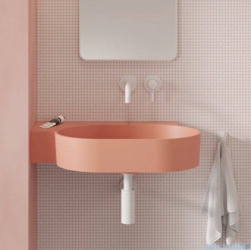 Omnires Ovo M+ umywalka nablatowa/wisząca lewa 64x44 cm coral mat OVO645UWLCO