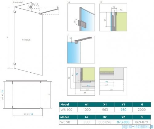 Radaway Euphoria Walk-in VI 100x90 szkło przejrzyste 383172-01-01/383151-01-01