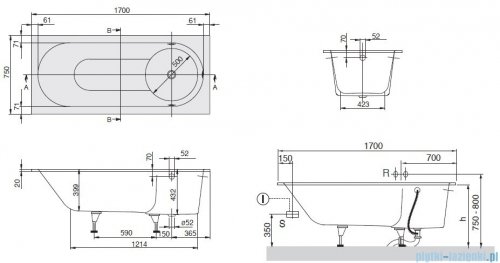 Villeroy&amp;Boch Libra Wanna Prostokątna 170x75   UBQ170LIB2V-01