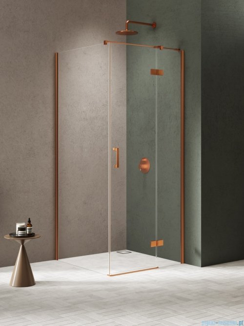 New Trendy Nesta Copper Brushed kabina 100x70x200 cm prawa wspornik równoległy miedź szczotkowana/szkło przejrzyste K-4632