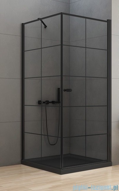New Trendy New Soleo Black 90x90x195 cm kabina kwadratowa prawa wspornik skośny przejrzyste D-0285A/D-0121B