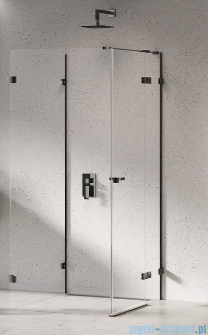New Trendy Eventa Black Chrome kabina prysznicowa przyścienna z drzwiami bocznymi 100x90x200 przejrzyste Prawa czarny połysk EXK-6283