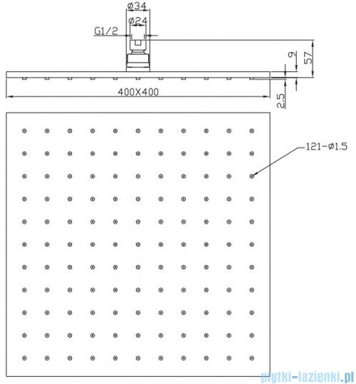 Omnires Slimline deszczownica mosiężna 40x40cm chrom WG240CR