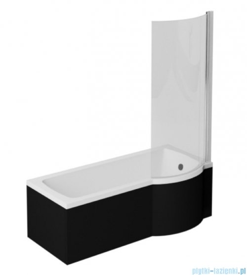 Besco Inspiro 160x70cm wanna z parawanem prawa + obudowa CZARNY mat + syfon CZARNY #WAI-160-PPR/#OAI-160-IIC/19977