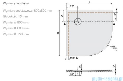 Sanplast Structure Mineral BP-M/STRUCTURE brodzik półokrągły 80x80x1,5 cm szary mleczny 645-360-0420-55-010