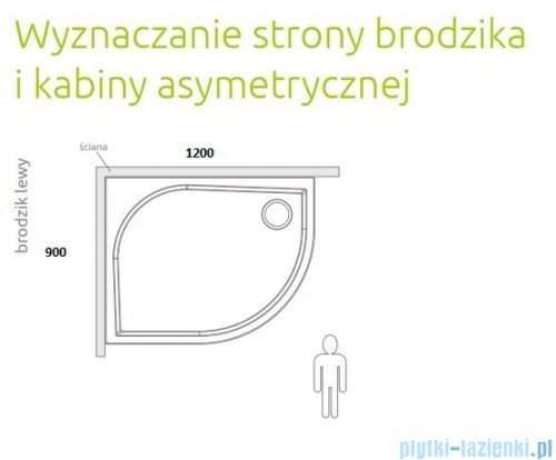 Radaway Brodzik półokrągły Patmos E 120x90 lewy ze zdejmowaną obudową 4P91217-03L