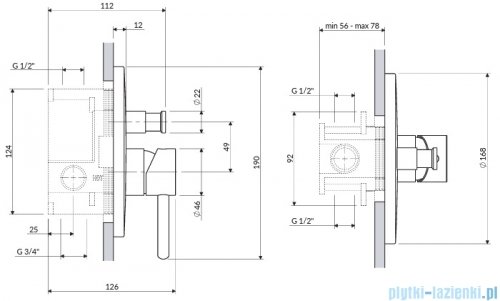 Omnires Y bateria natryskowa-wannowa z przełącznikiem element natynkowy nikiel szczotkowany Y1235RONI