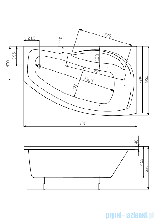 Roca Nicole wanna 160x95cm prawa z hydromasażem Smart WaterAir Plus A24T181000