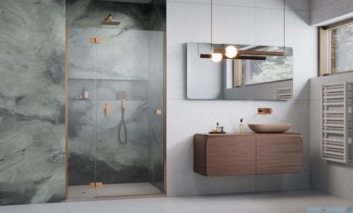 Radaway Essenza 8 Brushed Copper Dwj drzwi wnękowe 110cm lewe szczotkowana miedź/szkło przejrzyste 10480712-01-01L/10460337-93-01L