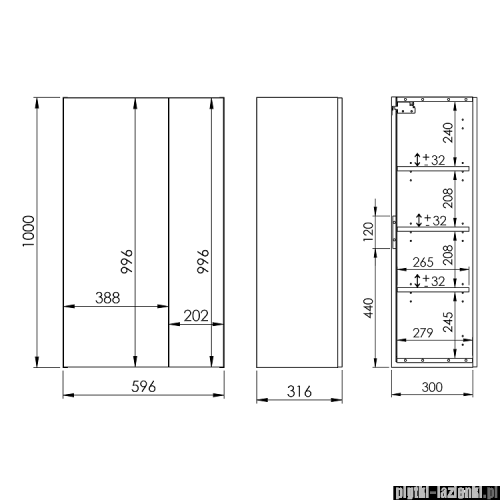 Elita For All szafka wisząca 59x100x31cm Stone mat 168345