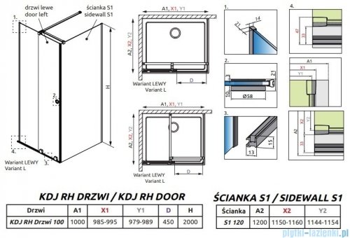 Radaway Furo Black KDJ RH kabina 100x120cm lewa szkło przejrzyste 10104492-54-01LU/10110510-01-01/10113120-01-01