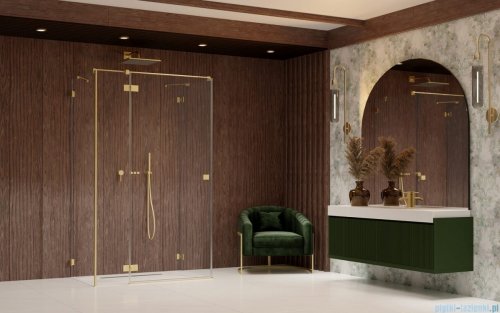 Radaway Essenza Pro Brushed Gold Kdj+S kabina 100x120x100cm lewa szczotkowane złoto 10097312-99-01L/10098100-01-01/10098100-01-01