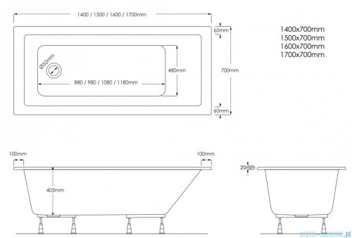 Schedpol Schedline Milos wanna prostokątna 170x70 cm 3WSP.M1P-17070