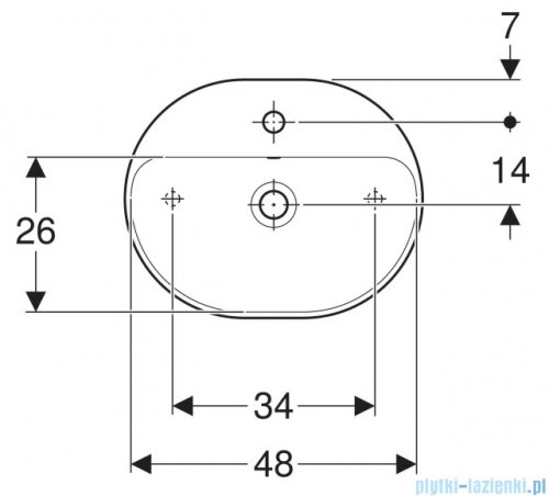 Geberit VariForm Umywalka owalna z półką, z przelewem 50x40cm KeraTect 500.775.00.2