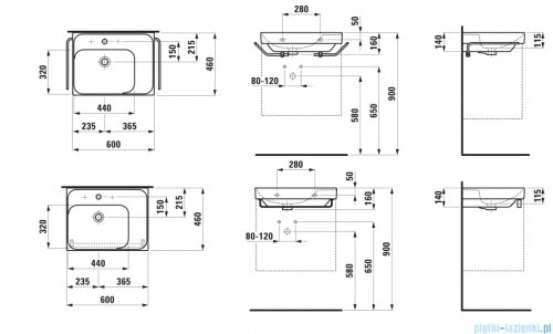 Laufen Meda umywalka ścienna 60x46cm biała H8181110001041