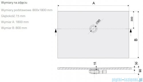 Sanplast Open Structure Mineral B-M/OPEN STR brodzik prostokątny 80x180x1,5 cm mat czerni 645-440-0410-59-020