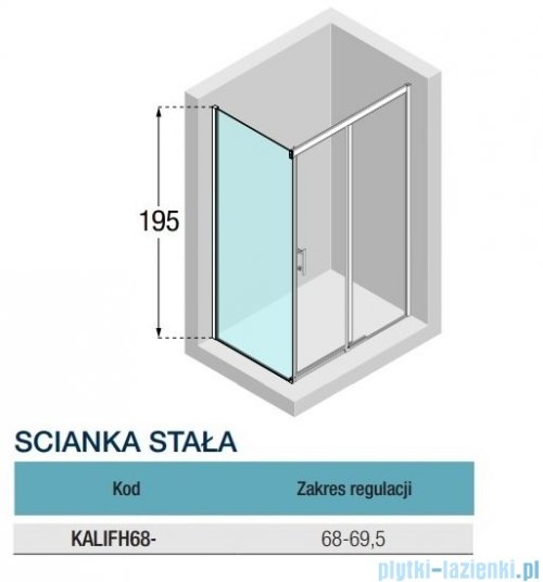 Novellini Kali FH ścianka boczna 70cm profile czarne KALIFH68-1H