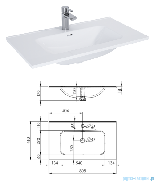 Elita Split szafka z umywalką 80x63x46cm biały mat 168144/145840
