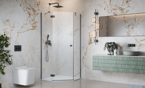 Radaway Essenza 8 Brushed GunMetal Ptj kabina pięciokątna 100x80cm lewa szczotkowany grafit 10490000-92-01L/10490800-01-01