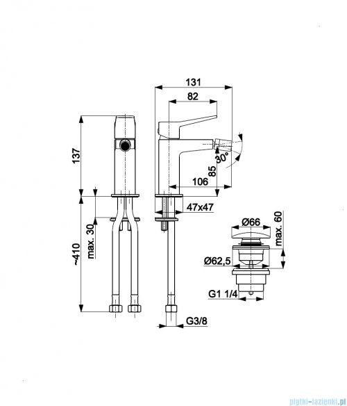 KFA MALAGA BRUSHED LIGHT GOLD bateria bidetowa złoty szczotkowany 4527-015-31