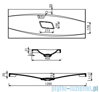 Marmorin Noel 1200 umywalka wpuszczana w blat 120x45 bez przelewu i bez otworu na baterie biała 582120020010