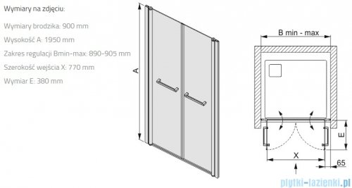 Sanplast Prestige III DD/PRIII drzwi prysznicowe wahadłowe 90x195 cm czarny matowy 600-073-0930-59-401