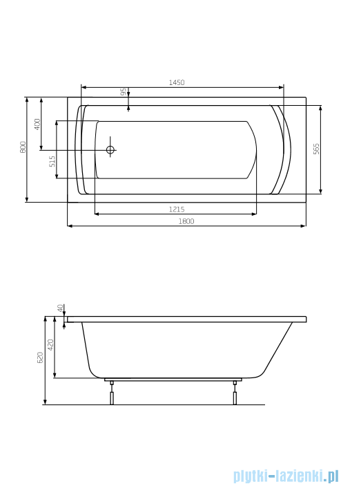 Roca Linea wanna prostokątna 180x80 cm akrylowa A24T058000