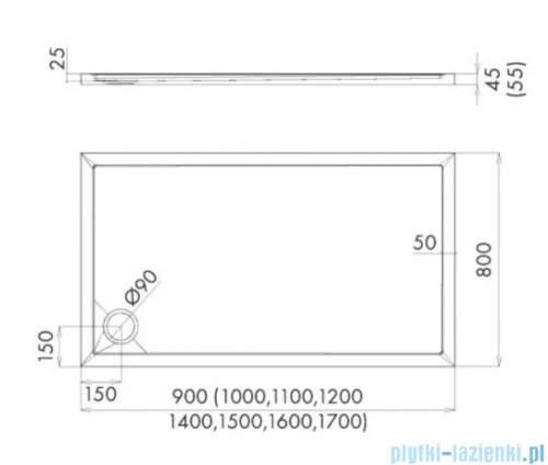 Schedpol Schedline Sharper brodzik prostokątny 80x90x4,5cm 3S.S1P-8090