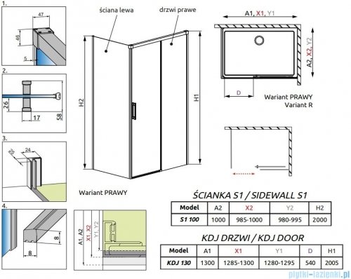 Radaway Idea White Kdj kabina 130x100cm prawa szkło przejrzyste 387043-04-01R/387052-04-01L