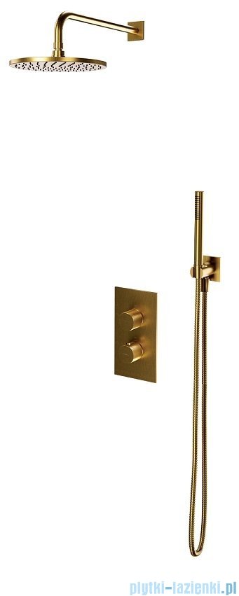 Omnires Contour system prysznicowy podtynkowy termostatyczny złoto szczotkowane SYSCT11GLB