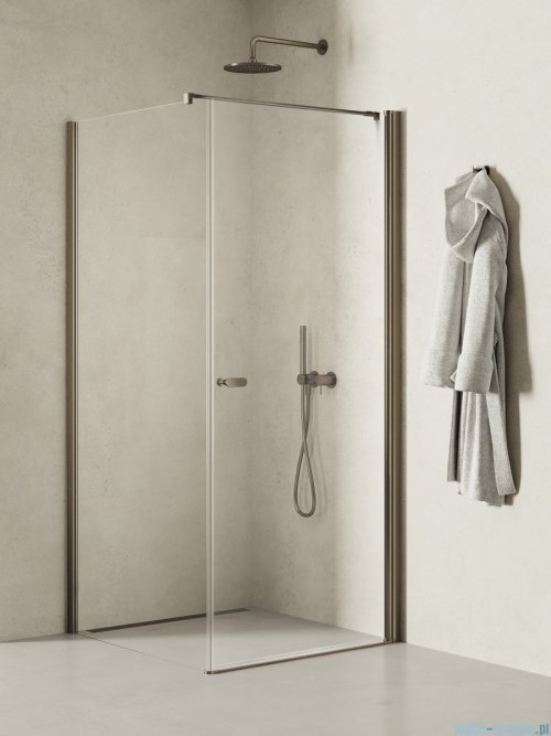 New Trendy New Soleo Gunmetal Brushed 80x110x195 cm kabina wspornik prosty grafit szczotkowany/szkło przejrzyste K-2135-WP