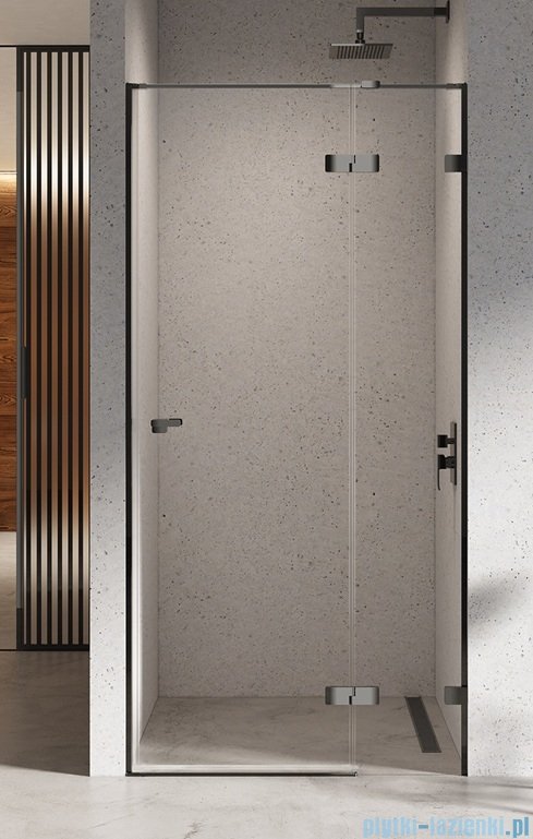 New Trendy Eventa Black Chrome drzwi wnękowe pojedyncze 90x200 cm przejrzyste prawe czarny połysk EXK-6130