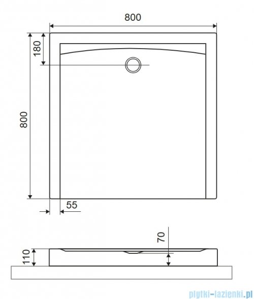 Excellent Forma Compact X brodzik kwadratowy 80x80 cm struktura, biały mat BREX.1402.080.080.WHC