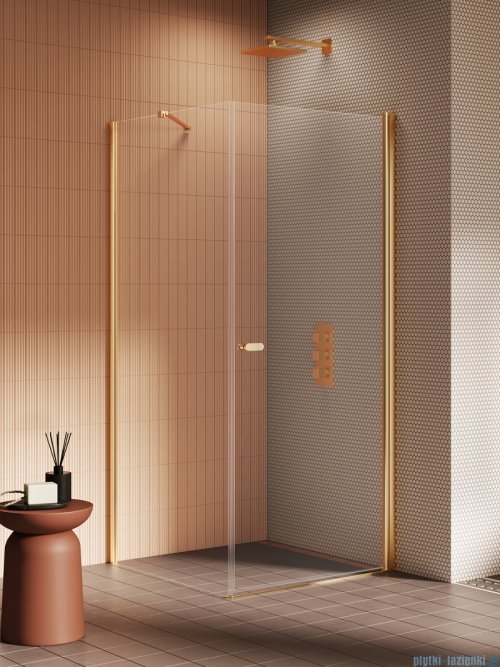 New Trendy New Soleo Gold Brushed 70x120x195 cm kabina wspornik skośny złoto szczotkowane/szkło przejrzyste K-4175