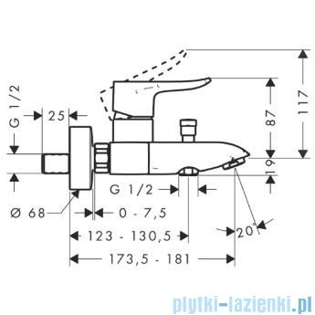 Hansgrohe Metris Jednouchwytowa bateria wannowa DN15 montaż natynkowy 31480000