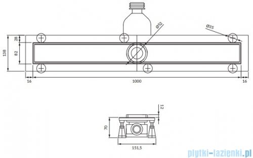 Omnires Lowfix odpływ liniowy z maskownicą do wklejenia płytek 100 cm czarny LOWFIX100TBL