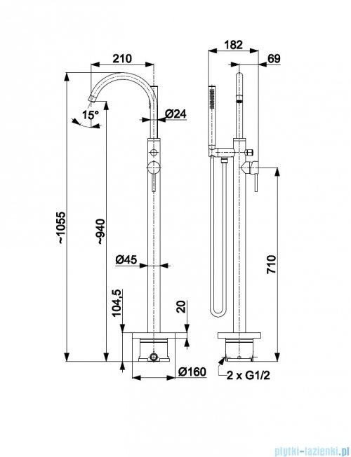 KFA MOZA BLACK bateria wannowa wolnostojąca czarny 5035-510-81