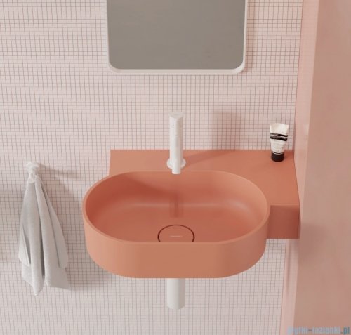 Omnires Ovo M+ umywalka nablatowa/wisząca prawa 55x38 cm  coral mat  OVO555UWPCO