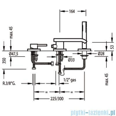 Tres Max-Tres Bateria wannowa 3-otworowa kolor chrom 162161
