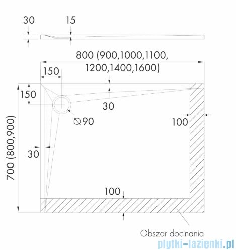 Schedpol Schedline Libra Cashmere Stone brodzik półokrągły 160x90x3cm 3SP.L1P-90160/PK/ST