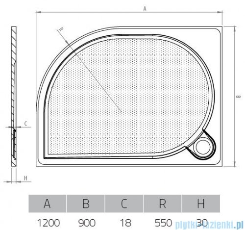 Vayer Citizen Virgo 120x90cm brodzik asymetryczny prawy 