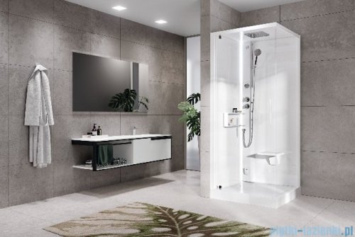 Novellini Glax 2 2.0 kabina z hydromasażem hydro plus 80x80 lewa total biała G22GF80SM1L-1UU